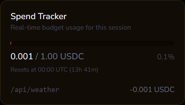 Spend tracker showing real-time budget usage